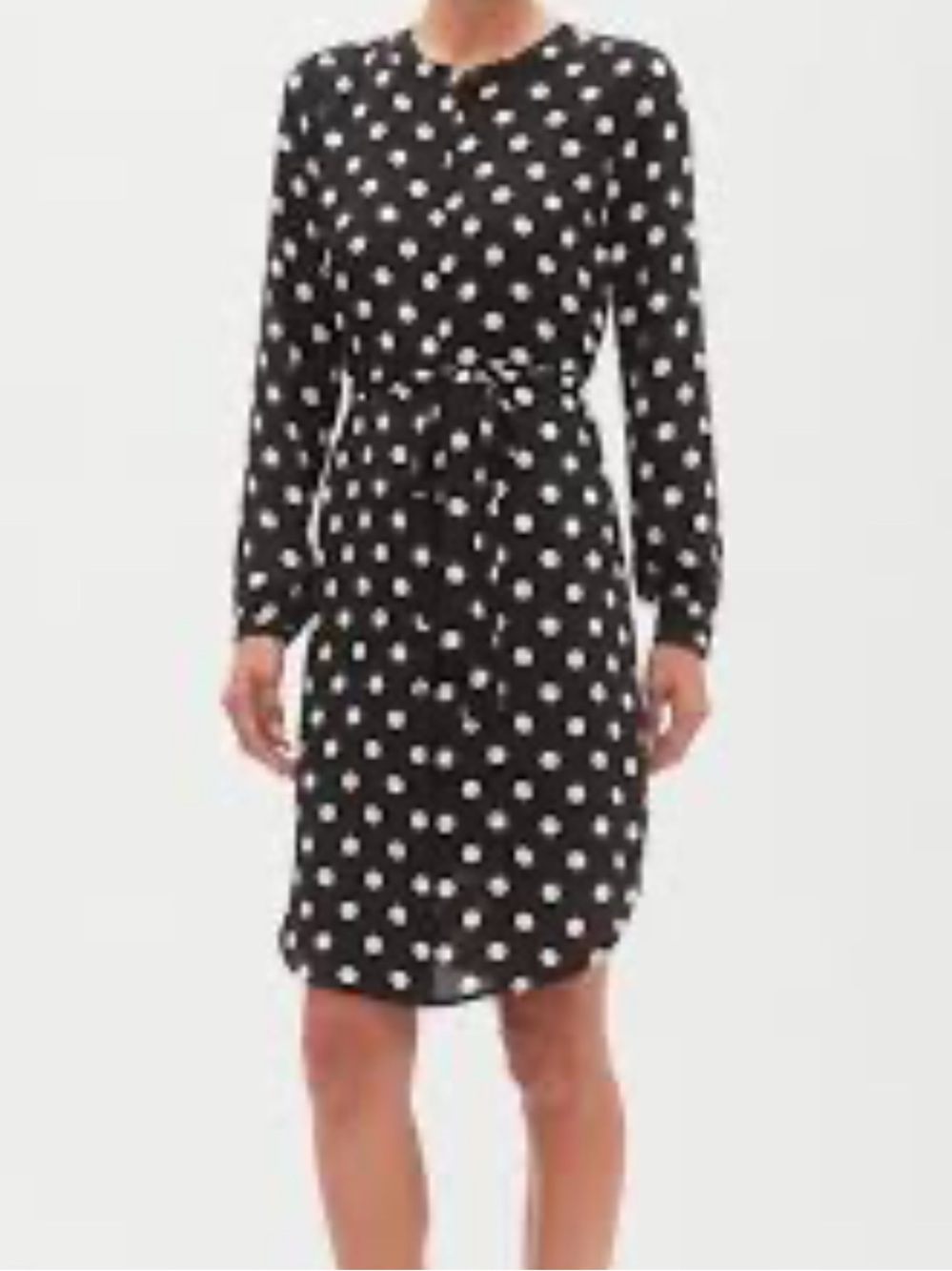 Banana Republic Black and White Polka Dot Midi Shirt Dress